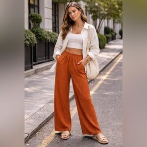 Athleta Burnt Orange Textured Pants